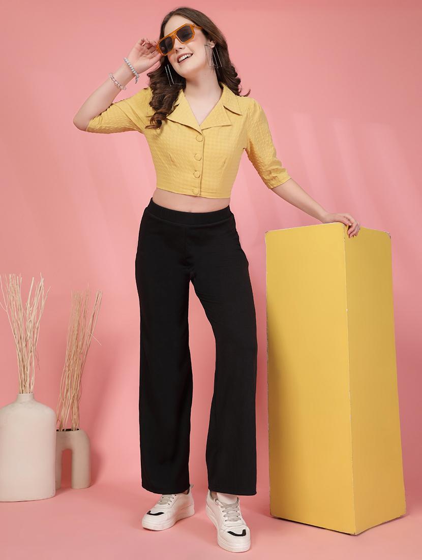 women checkered lapel neck crop shirt top - 21942227 - Standard Image - 8