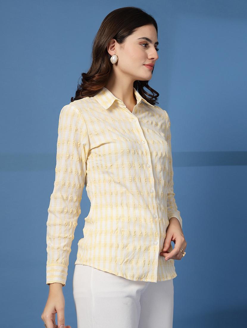women checkered collared long sleeve shirt - 21942236 - Standard Image - 3