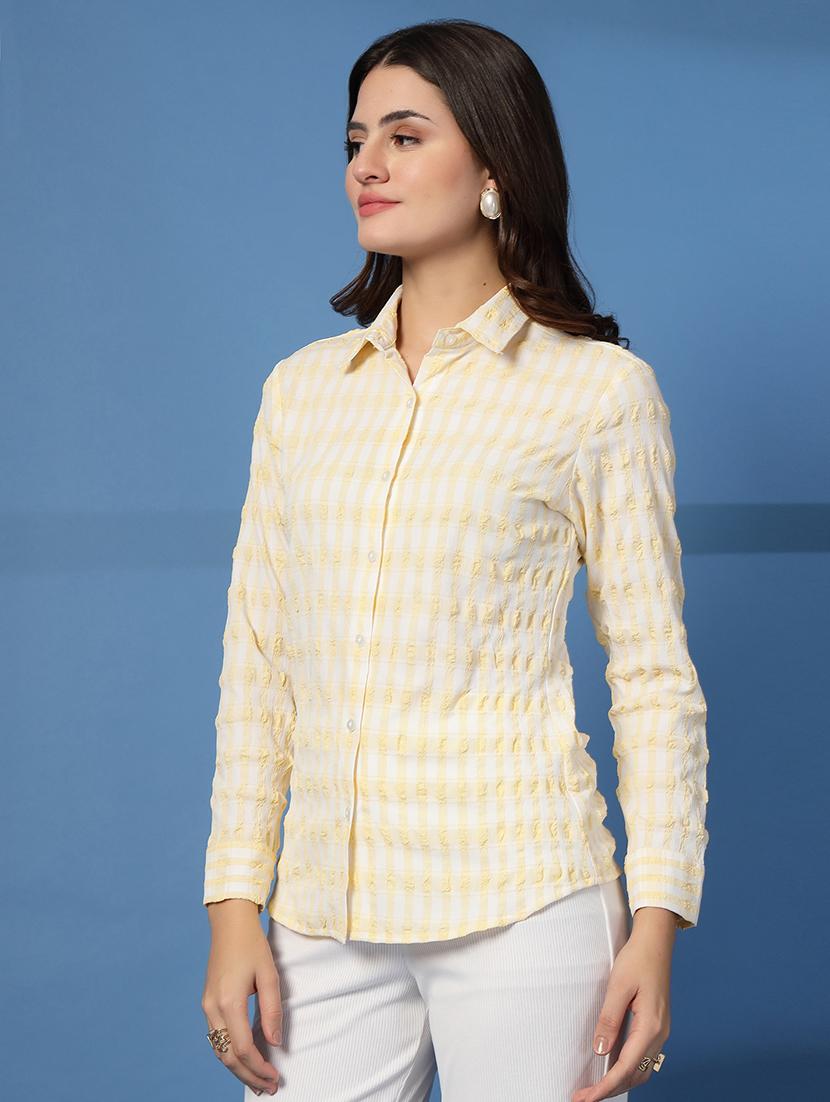 women checkered collared long sleeve shirt - 21942236 - Standard Image - 5