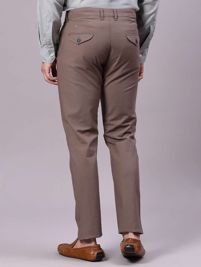 brown cotton chinos casual trousers - 21942280 - Standard Image - 3