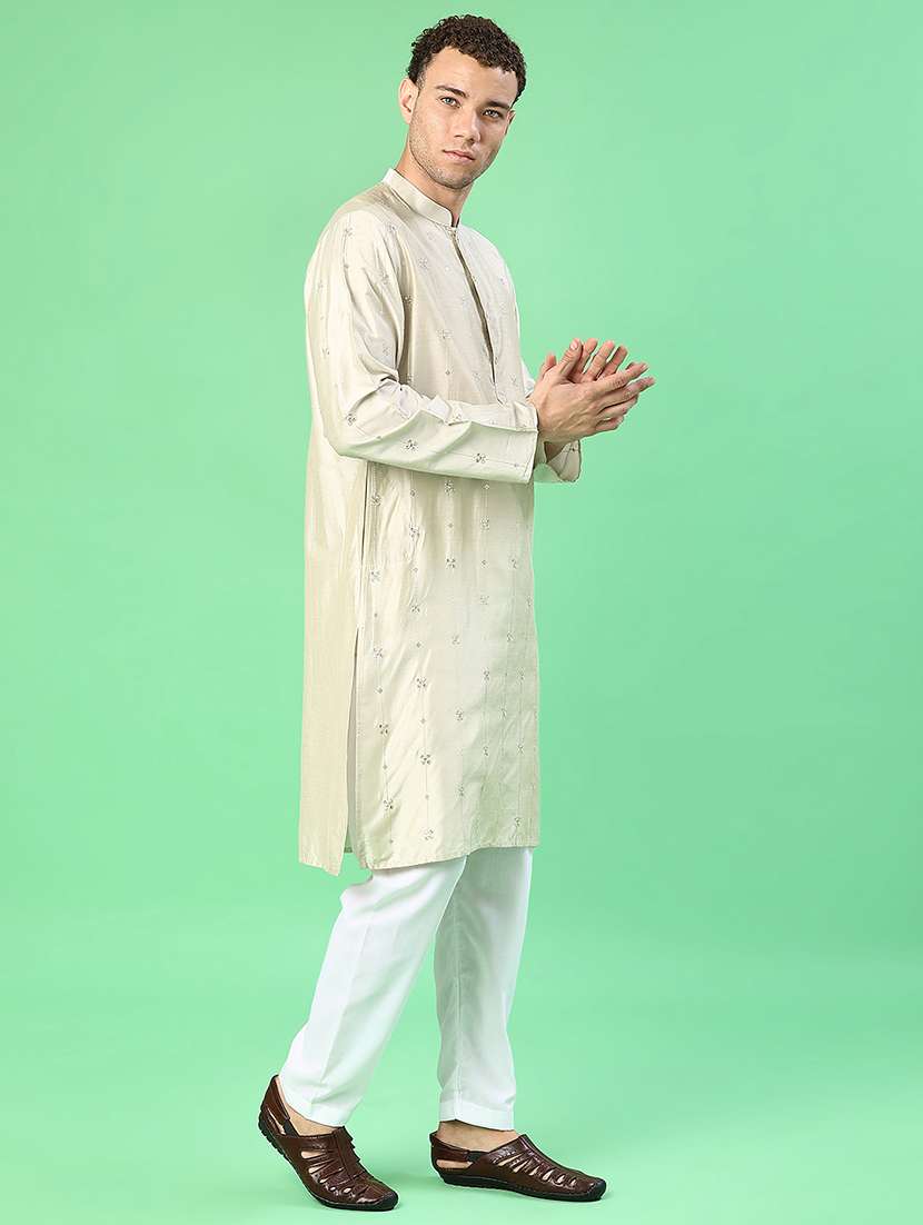 men long sleeve kurta and pyjama set - 21942337 -  Standard Image - 3