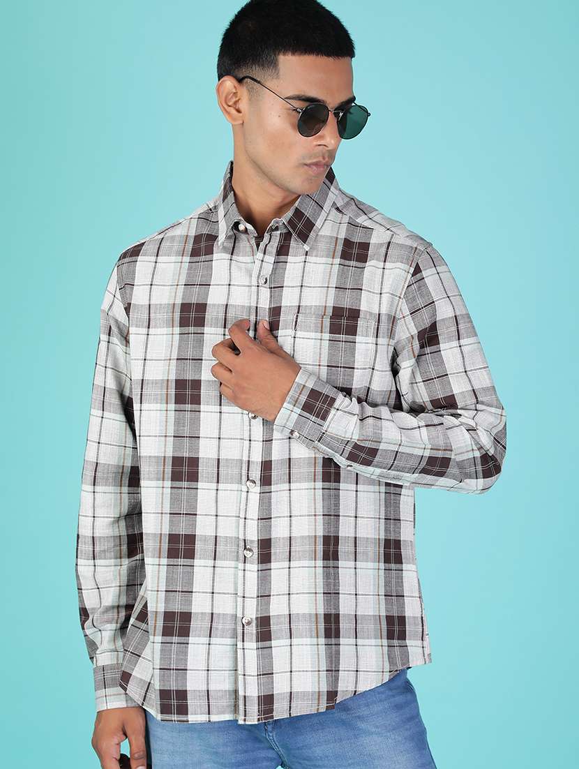 men checkered collared long sleeve shirt