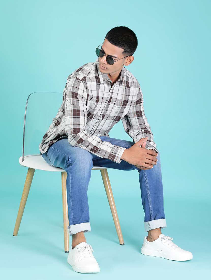 men checkered collared long sleeve shirt - 21942380 -  Standard Image - 3