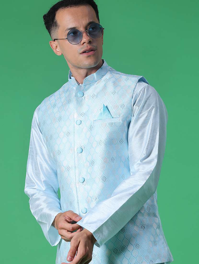 men long sleeve kurta and pyjama set with jacket - 21942410 -  Standard Image - 3