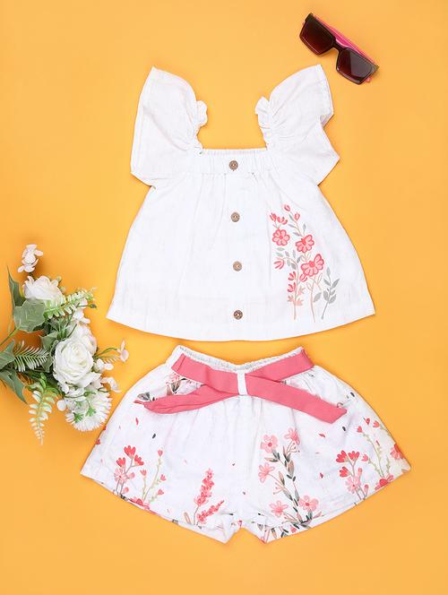 girls floral printed top & shorts set - 21942420 - Standard Image - 0