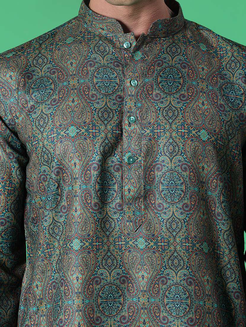 men long sleeve kurta and pyjama set - 21942446 -  Standard Image - 5