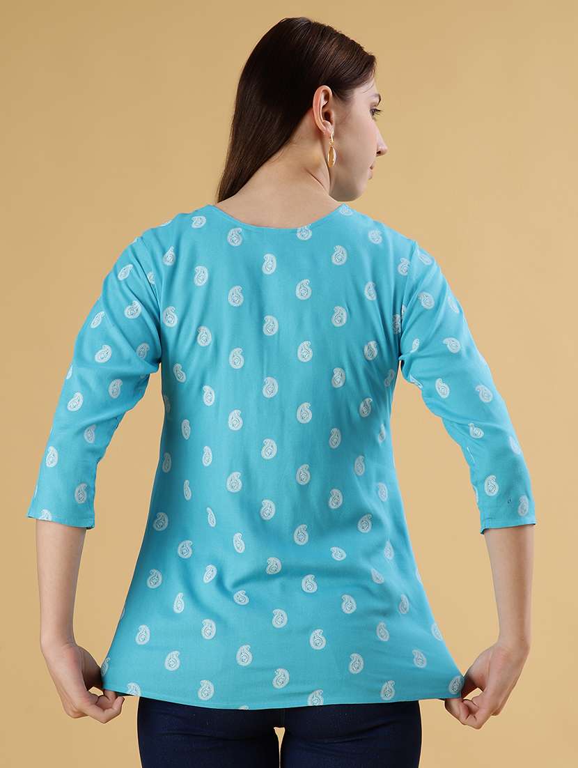 women printed three quarter sleeve kurti - 21942924 -  Standard Image - 3