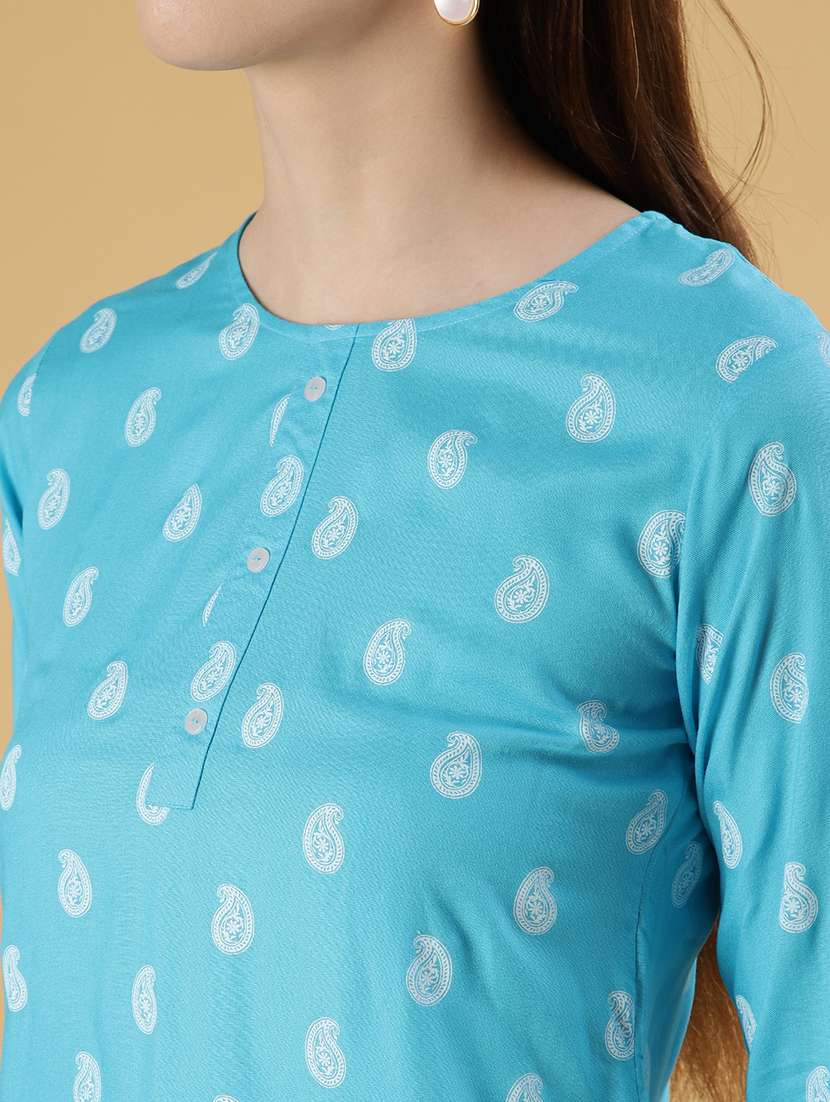 women printed three quarter sleeve kurti - 21942924 -  Standard Image - 5