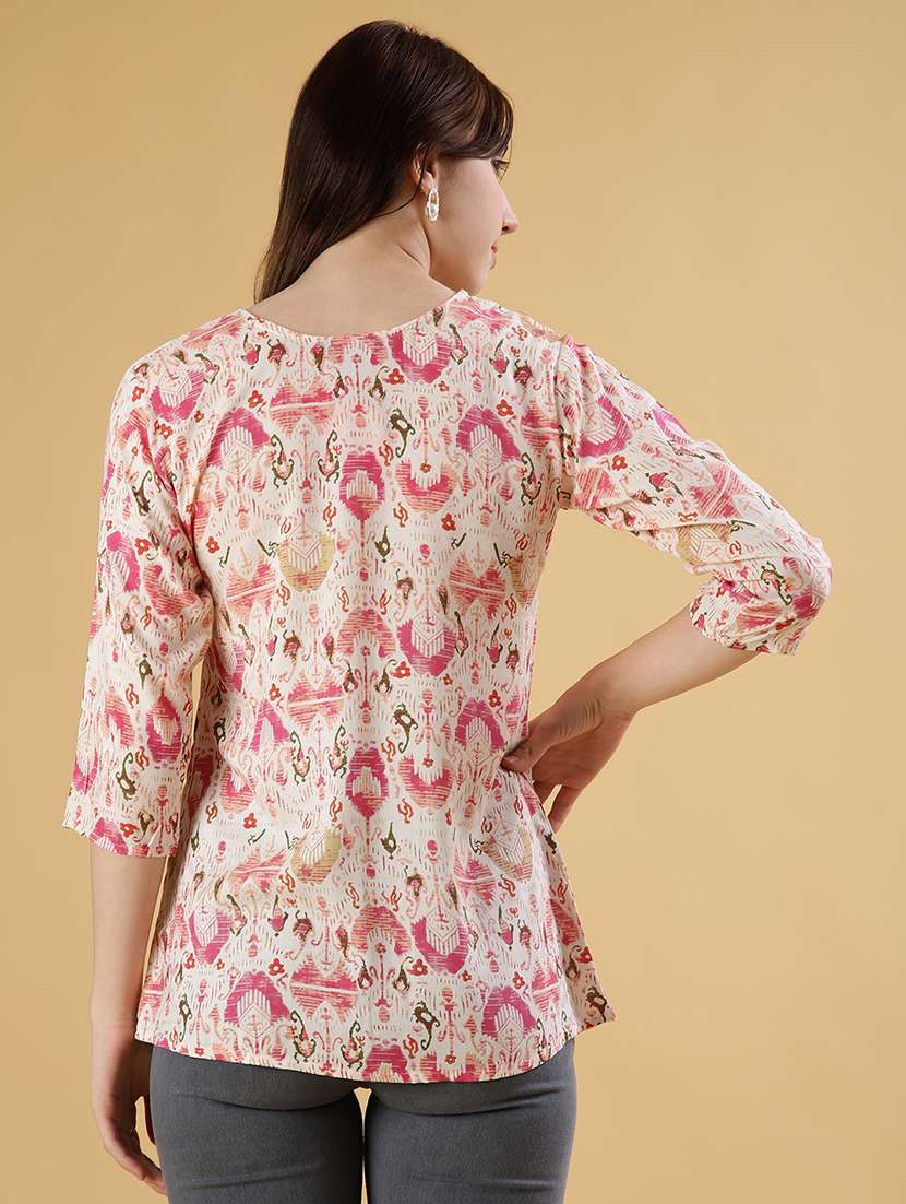 women printed three quarter sleeve kurti - 21942925 -  Standard Image - 3