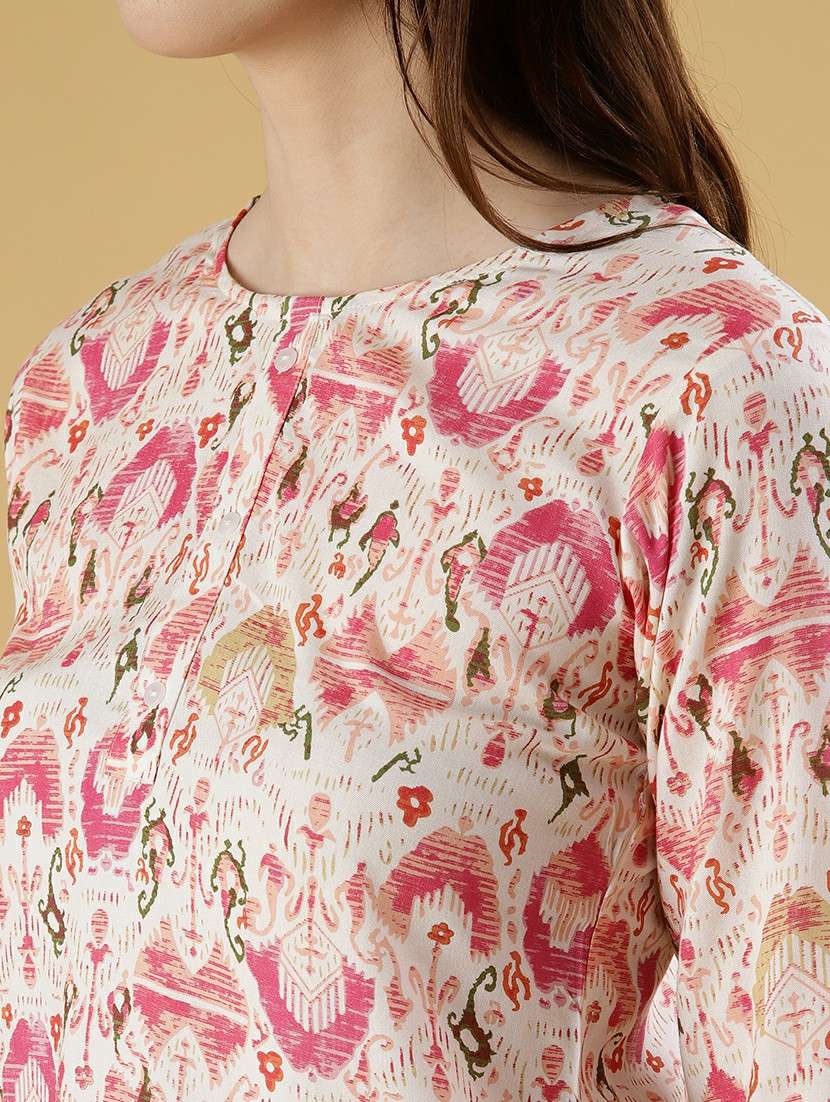 women printed three quarter sleeve kurti - 21942925 -  Standard Image - 5