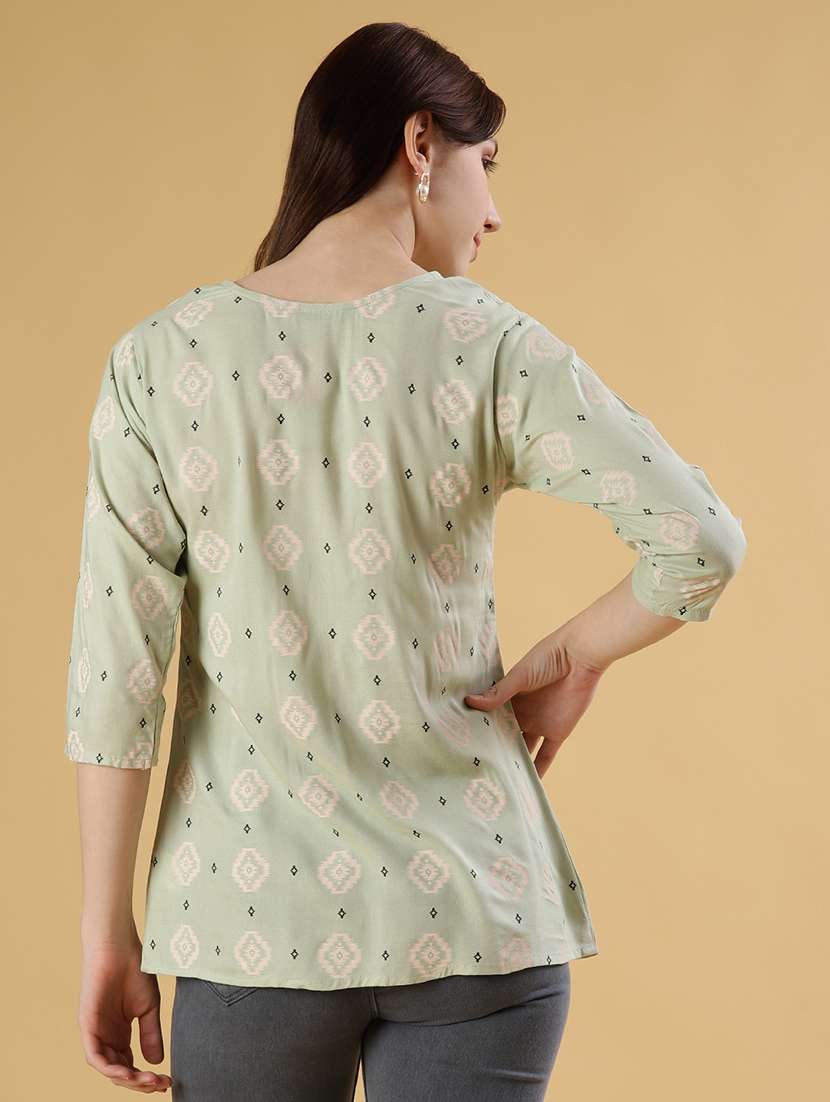 women printed three quarter sleeve kurti - 21942926 -  Standard Image - 3