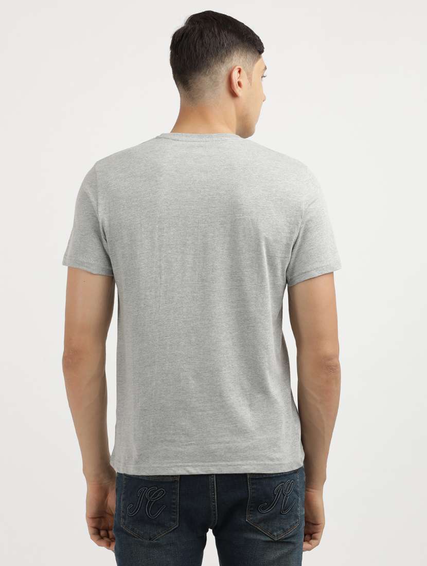 grey melange cotton front print tshirt - 21942986 -  Standard Image - 3