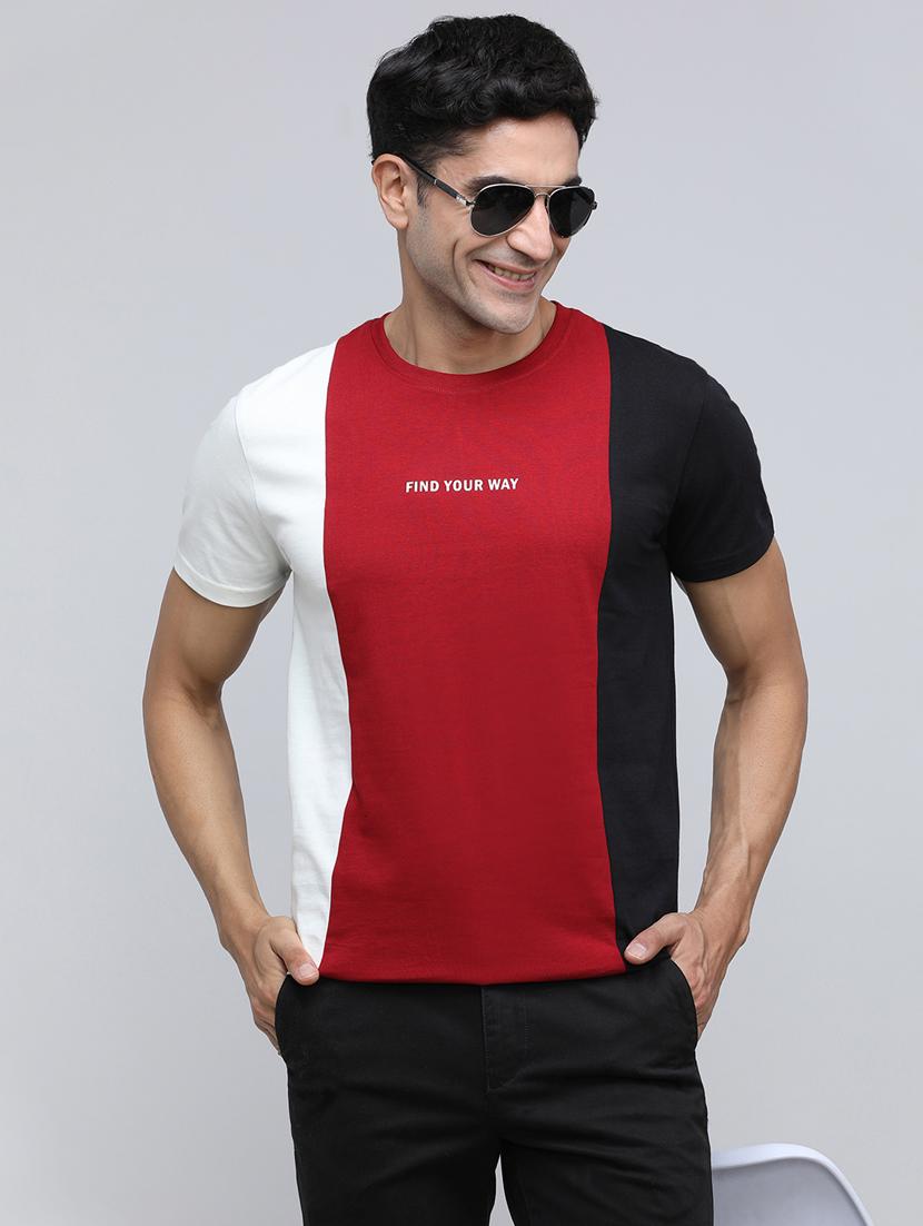 men color block short sleeve slim fit t-shirt - 21943024 -  Zoom Image - 0