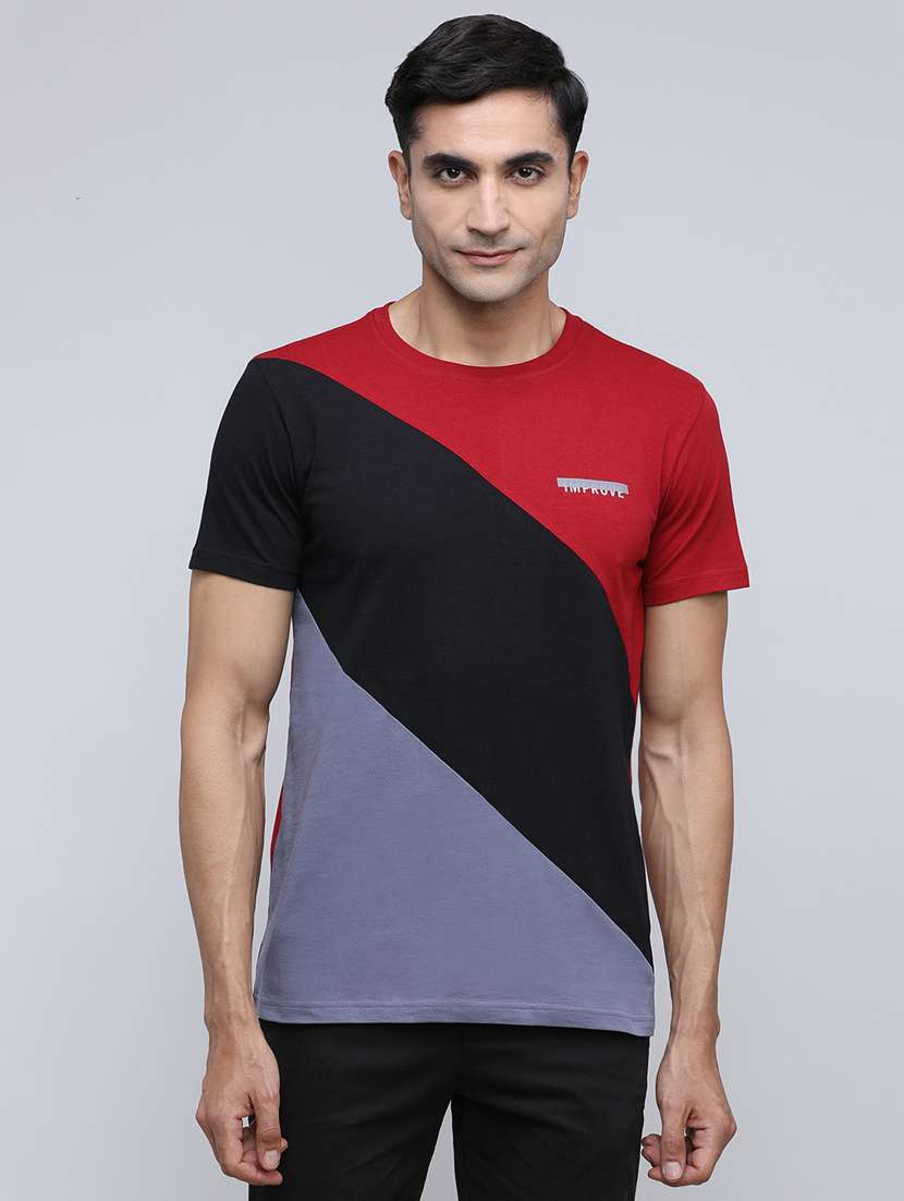 men color block short sleeve slim fit t-shirt