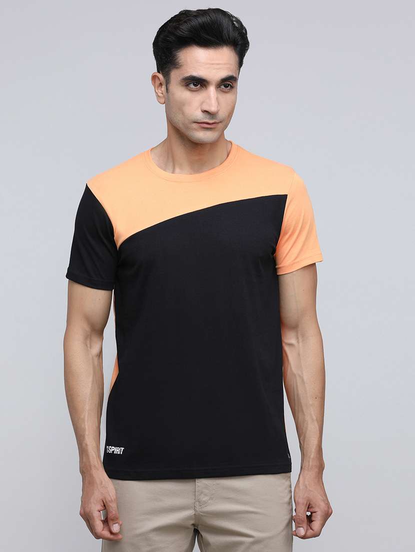 men color block short sleeve slim fit t-shirt - 21943027 -  Zoom Image - 0