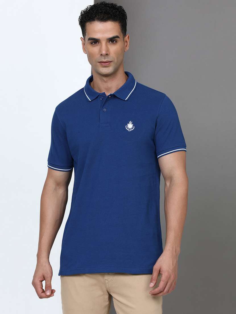 men solid short sleeve slim fit polo t-shirt