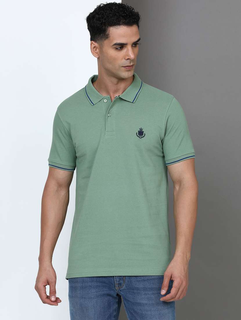 men solid short sleeve slim fit polo t-shirt