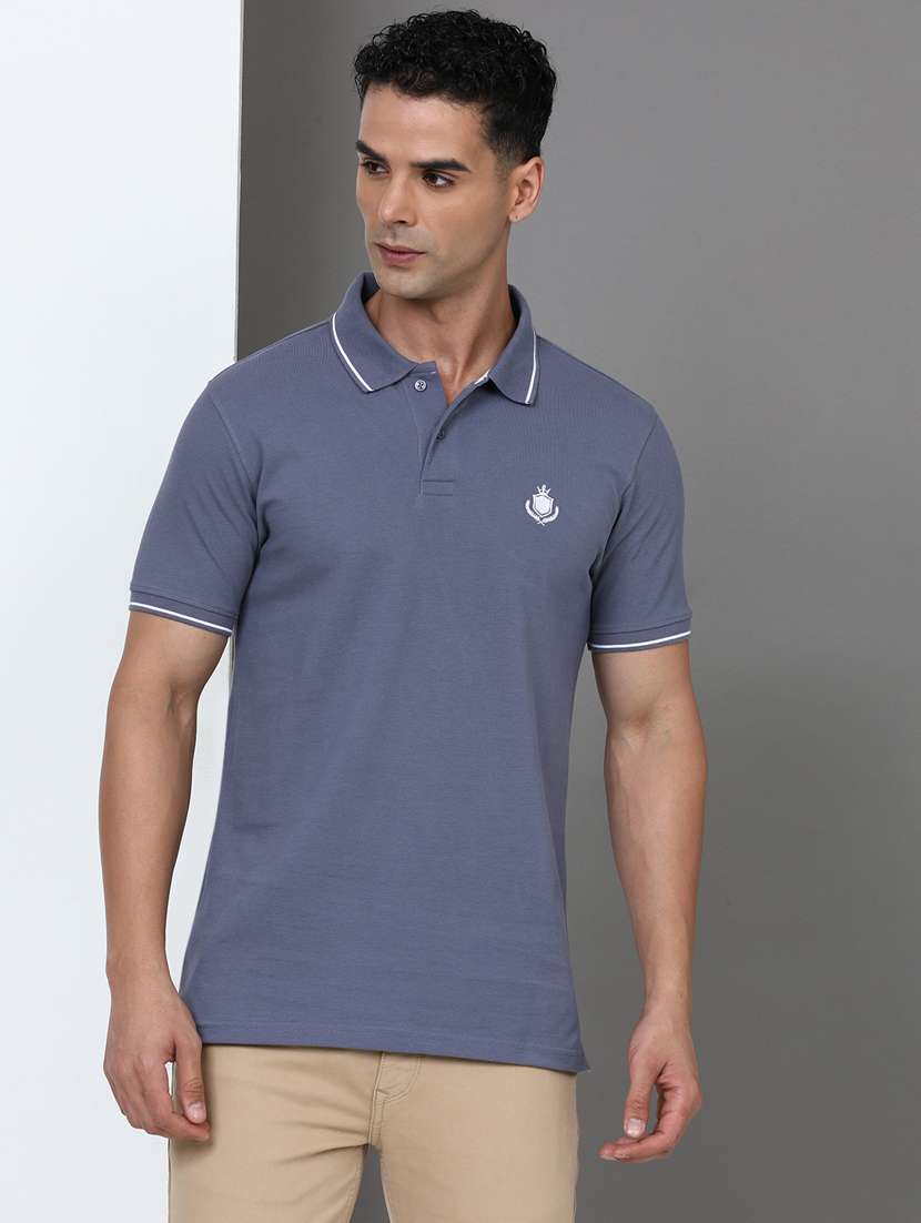 men solid short sleeve slim fit polo t-shirt