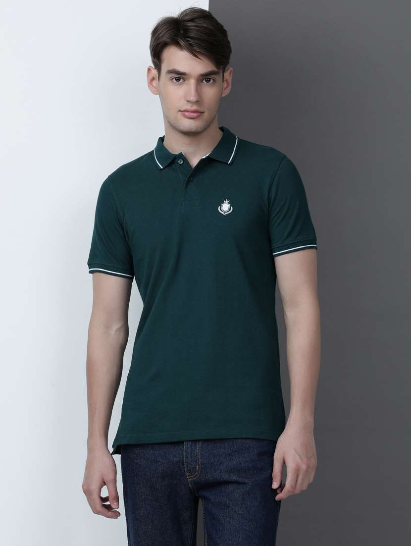 men solid short sleeve slim fit polo t-shirt