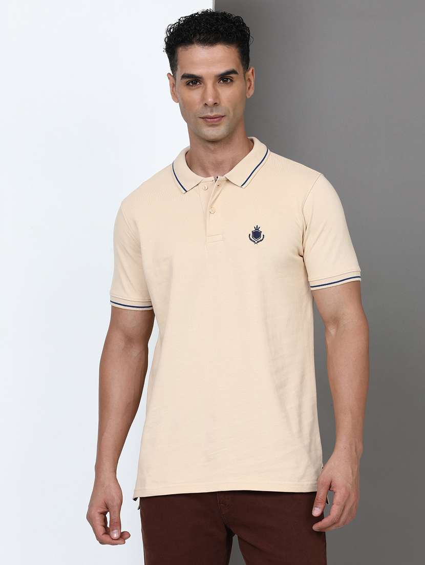 men solid short sleeve slim fit polo t-shirt