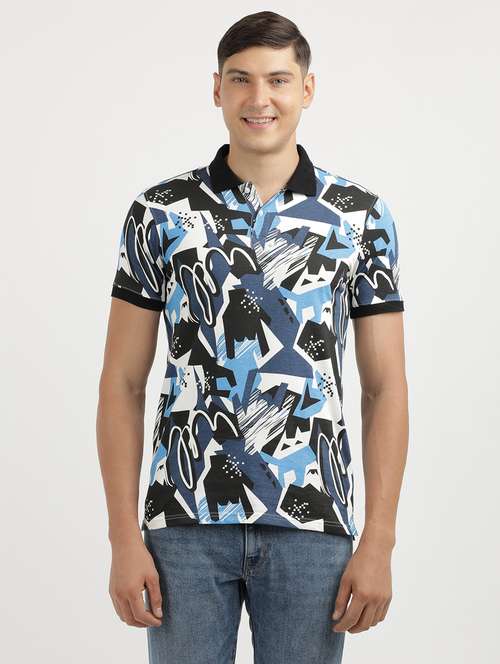 men printed short sleeve slim fit polo t-shirt - 21943046 - Standard Image - 0