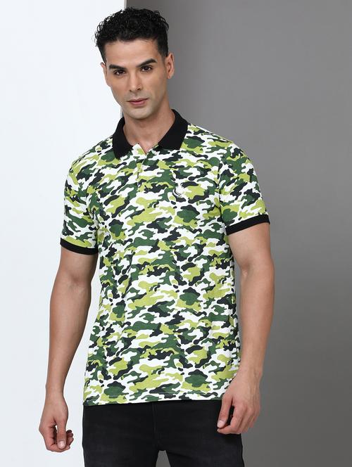 men printed short sleeve slim fit polo t-shirt - 21943047 -  Standard Image - 0