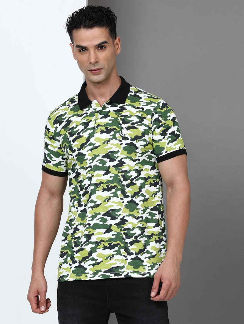 men printed short sleeve slim fit polo t-shirt - 21943047 -  Zoom Image - 0