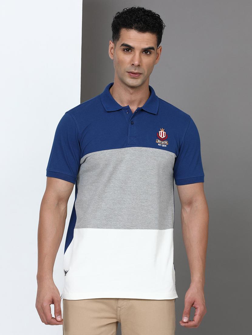 men color block short sleeve slim fit polo t-shirt - 21943057 -  Zoom Image - 0