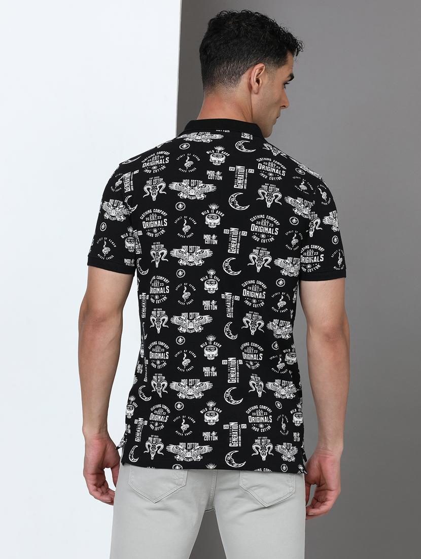 men printed short sleeve slim fit polo t-shirt - 21943058 - Standard Image - 3