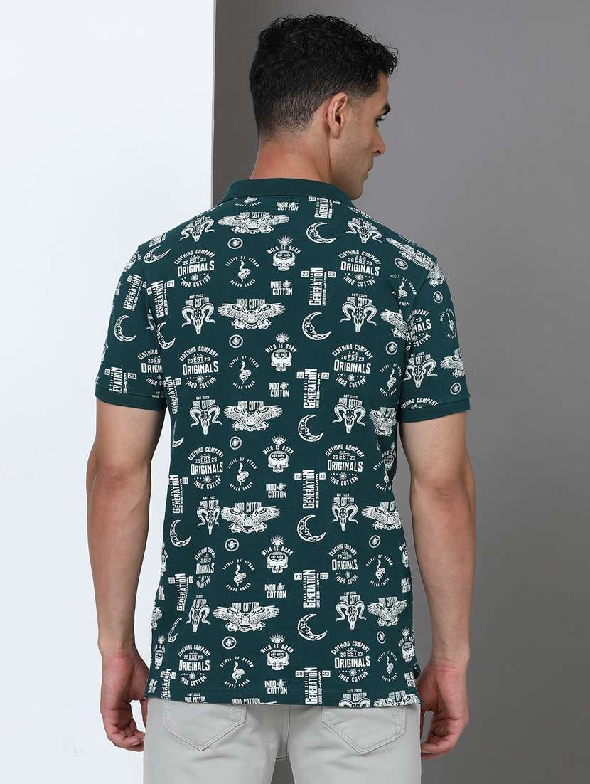 men printed short sleeve slim fit polo t-shirt - 21943059 -  Standard Image - 3