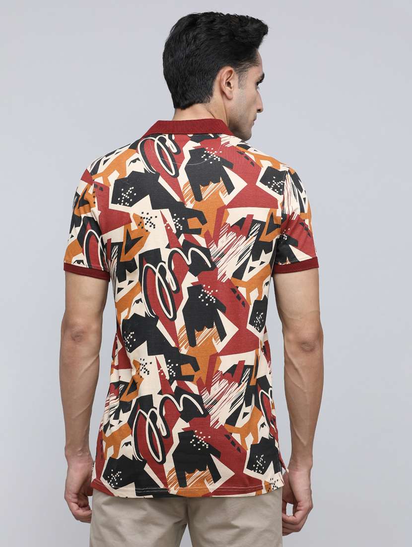 men printed short sleeve slim fit polo t-shirt - 21943063 - Standard Image - 3