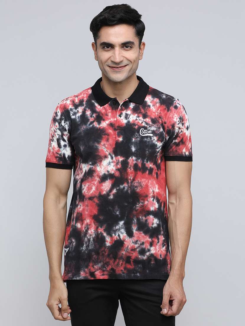 men printed short sleeve slim fit polo t-shirt - 21943067 - Zoom Image - 0