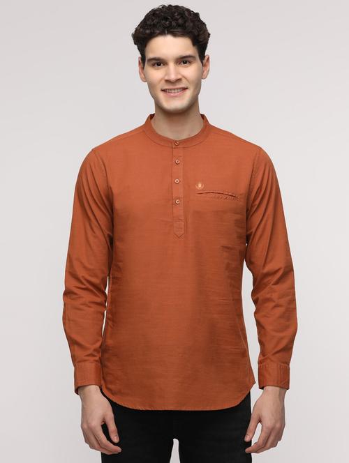 men solid mandarin neck short kurta - 21943077 - Standard Image - 0