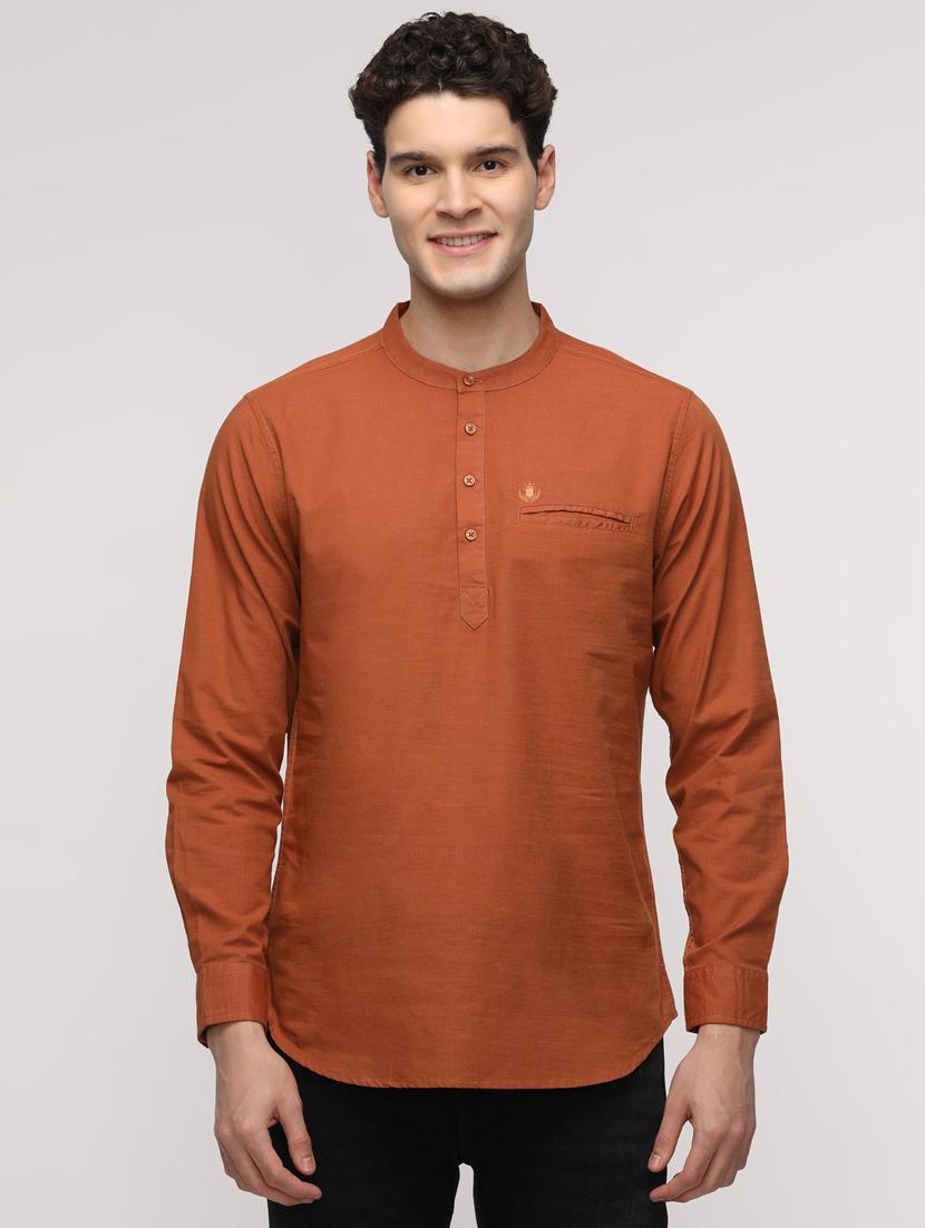men solid mandarin neck short kurta - 21943077 - Zoom Image - 0