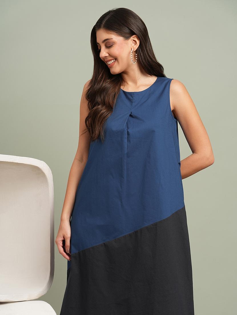 women color blocked sleeveless a-line dress - 21943127 - Standard Image - 3