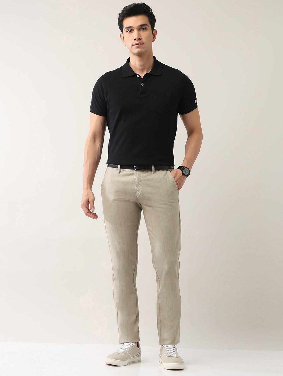 men striped md rise flat front casual chinos - 21943280 - Standard Image - 5