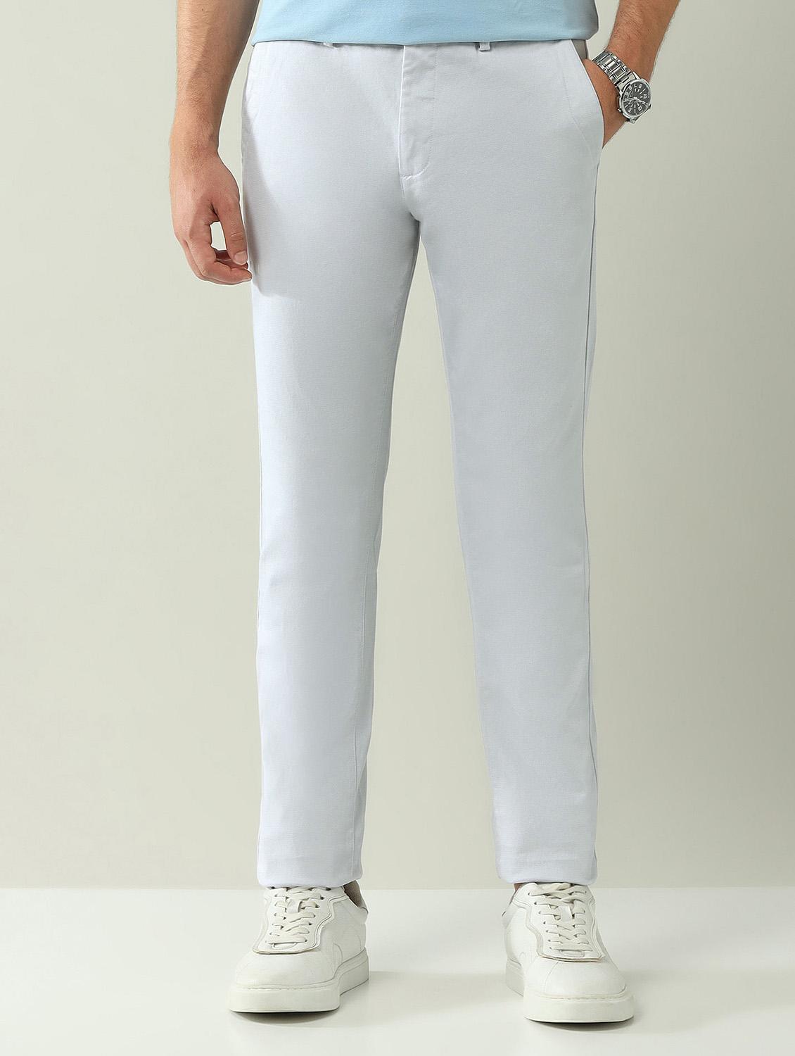 men solid md rise flat front casual chinos - 21943281 - Zoom Image - 0
