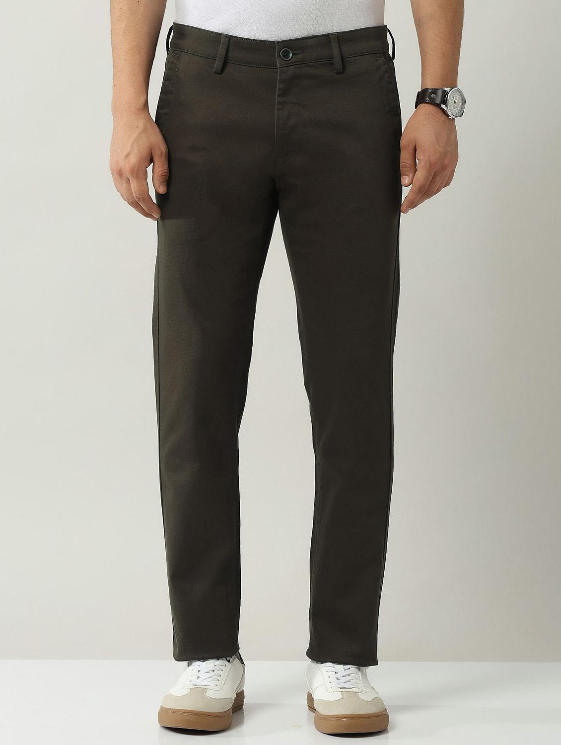 men solid md rise flat front casual chinos - 21943282 - Zoom Image - 0