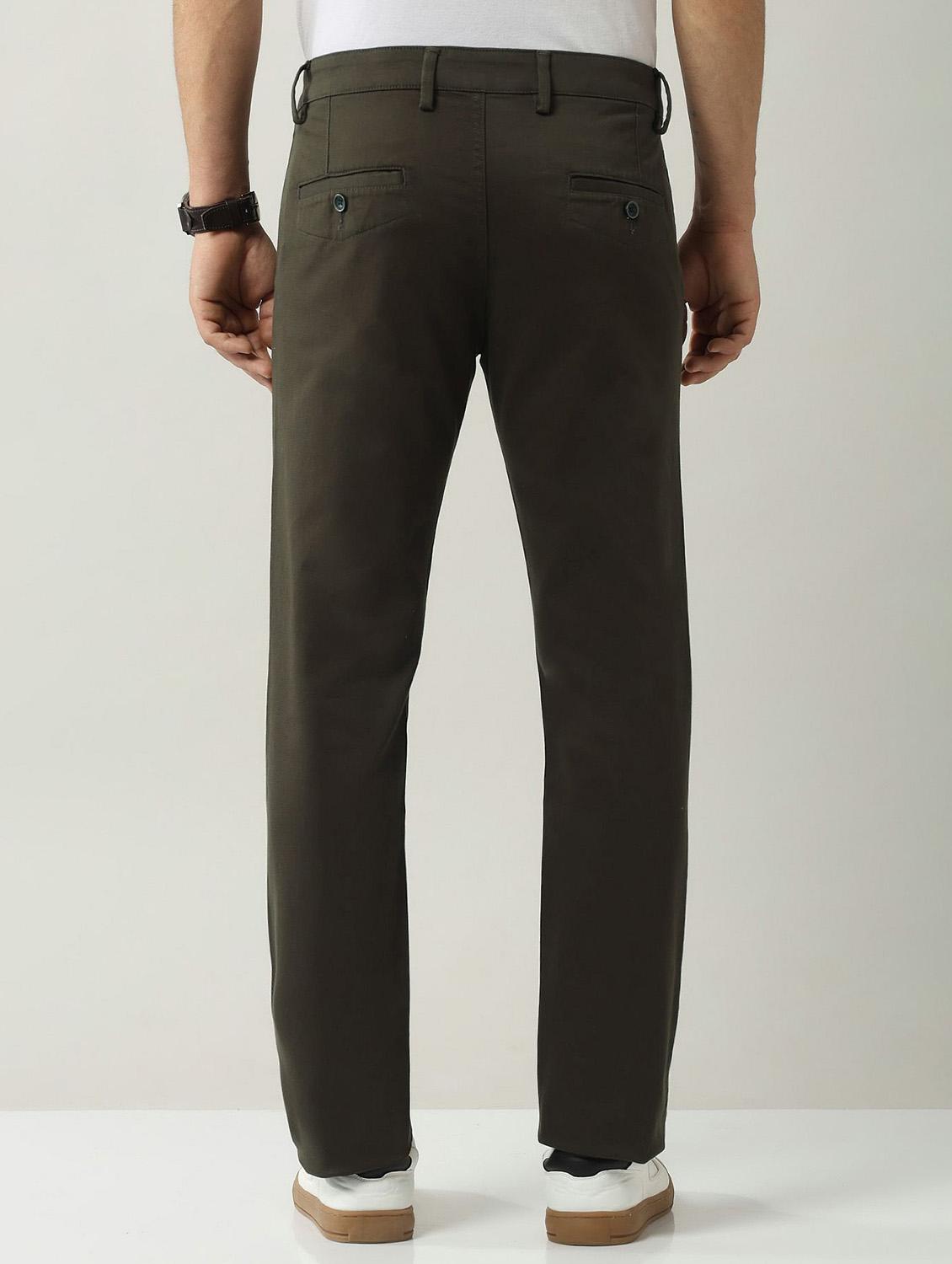 men solid md rise flat front casual chinos - 21943282 - Standard Image - 3