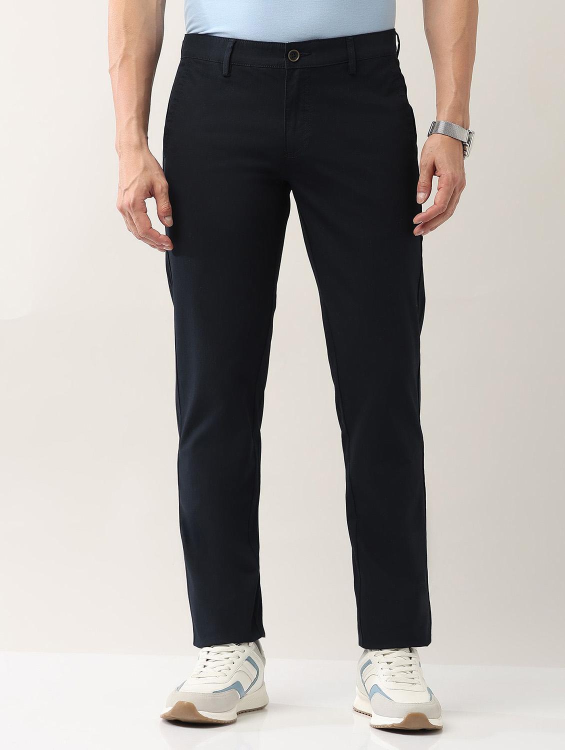 men solid md rise flat front casual chinos  - 21943285 -  Zoom Image - 0