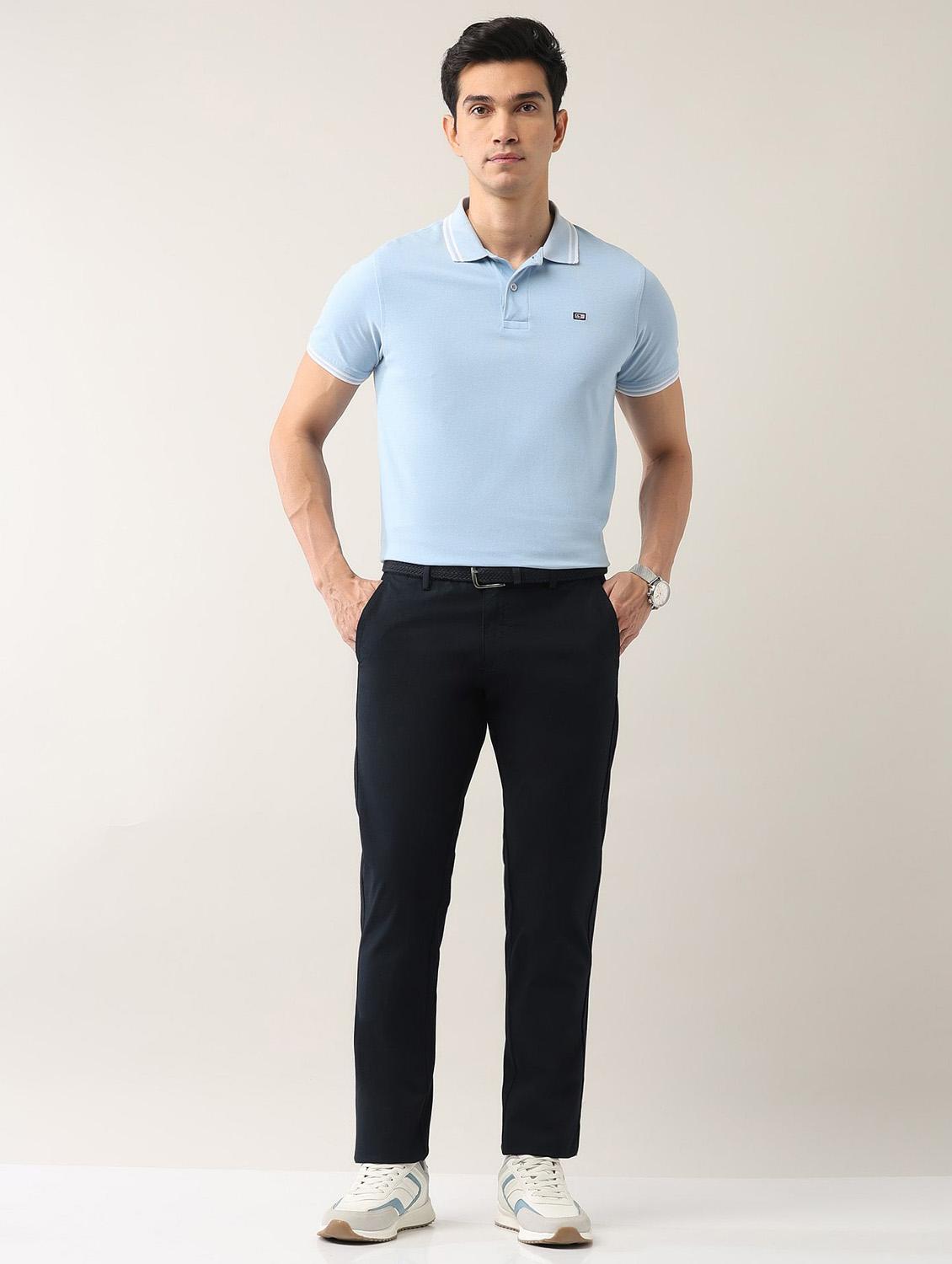 men solid md rise flat front casual chinos - 21943285 - Standard Image - 5