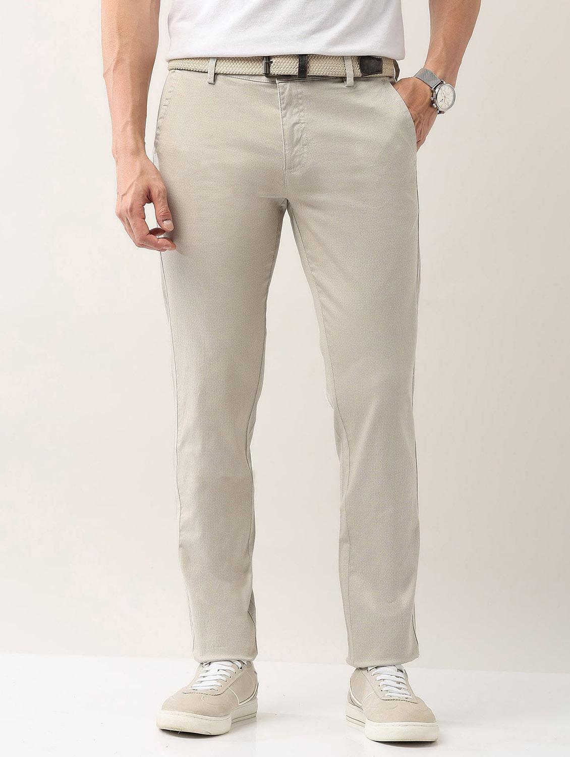 men solid md rise flat front casual chinos  - 21943288 -  Zoom Image - 0