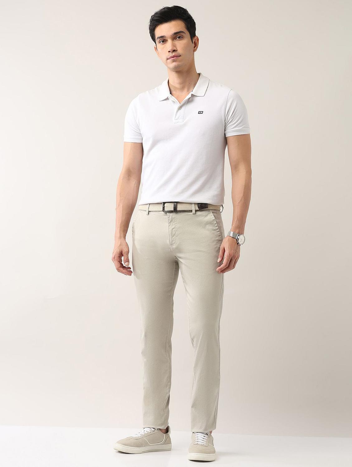 men solid md rise flat front casual chinos - 21943288 - Standard Image - 5