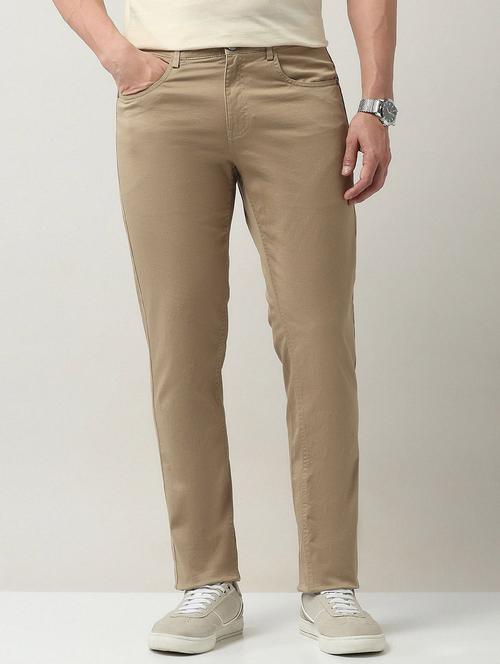 men solid md rise flat front casual chinos - 21943290 - Standard Image - 0
