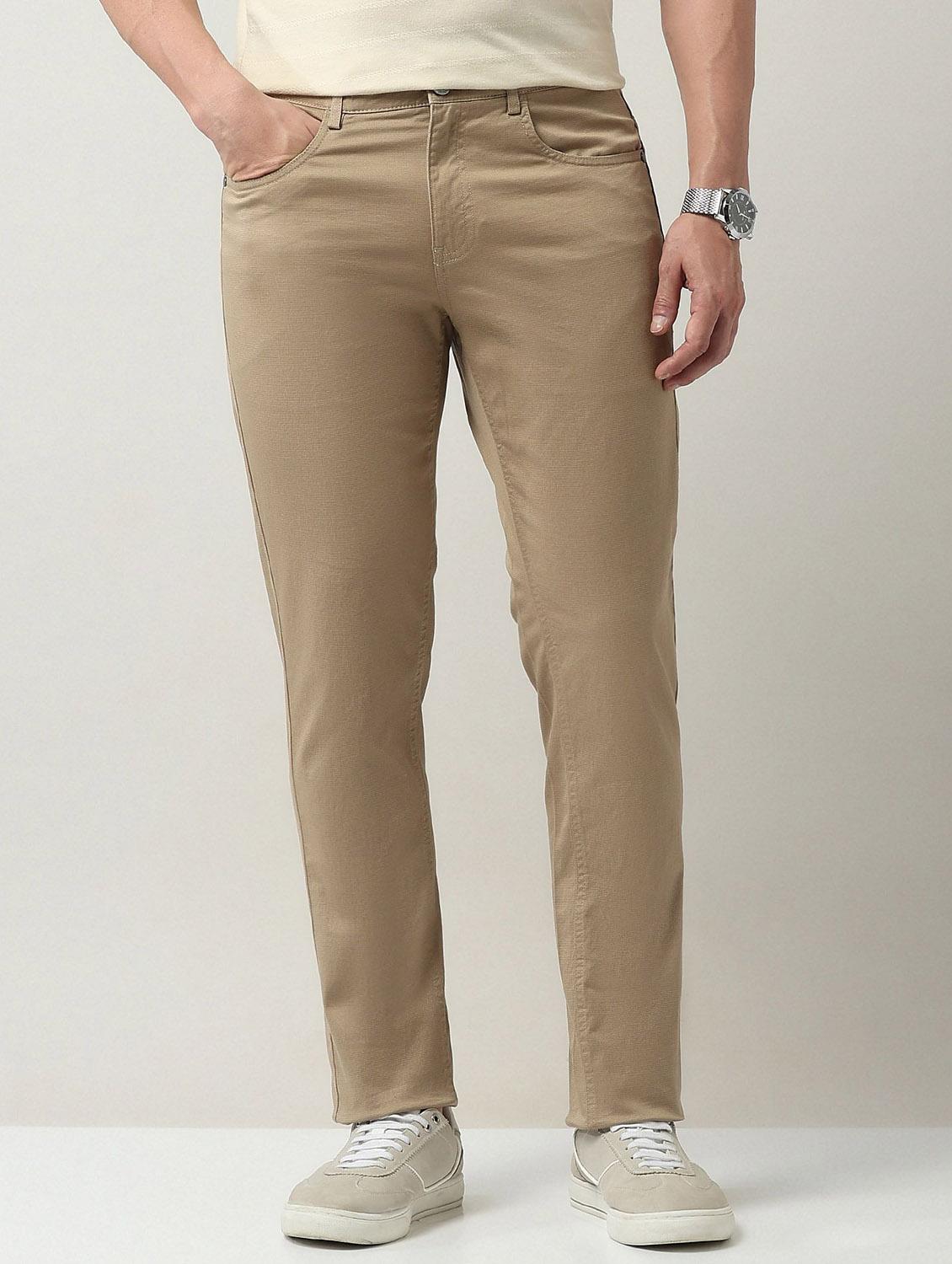 men solid md rise flat front casual chinos - 21943290 - Zoom Image - 0