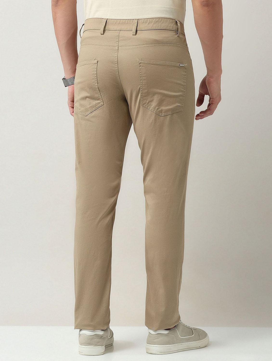 men solid md rise flat front casual chinos - 21943290 - Standard Image - 3