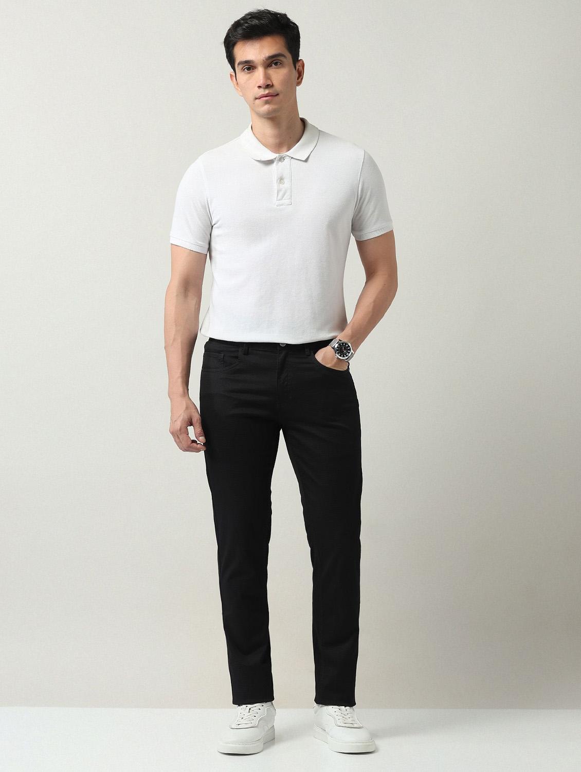 men solid md rise flat front casual chinos - 21943292 - Standard Image - 5