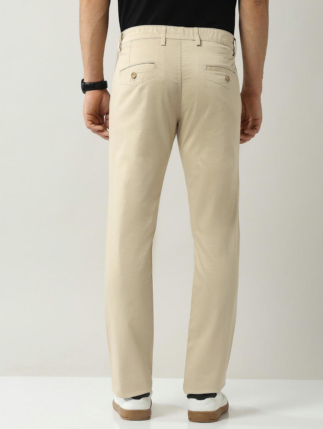 men solid md rise flat front casual chinos - 21943293 - Standard Image - 3