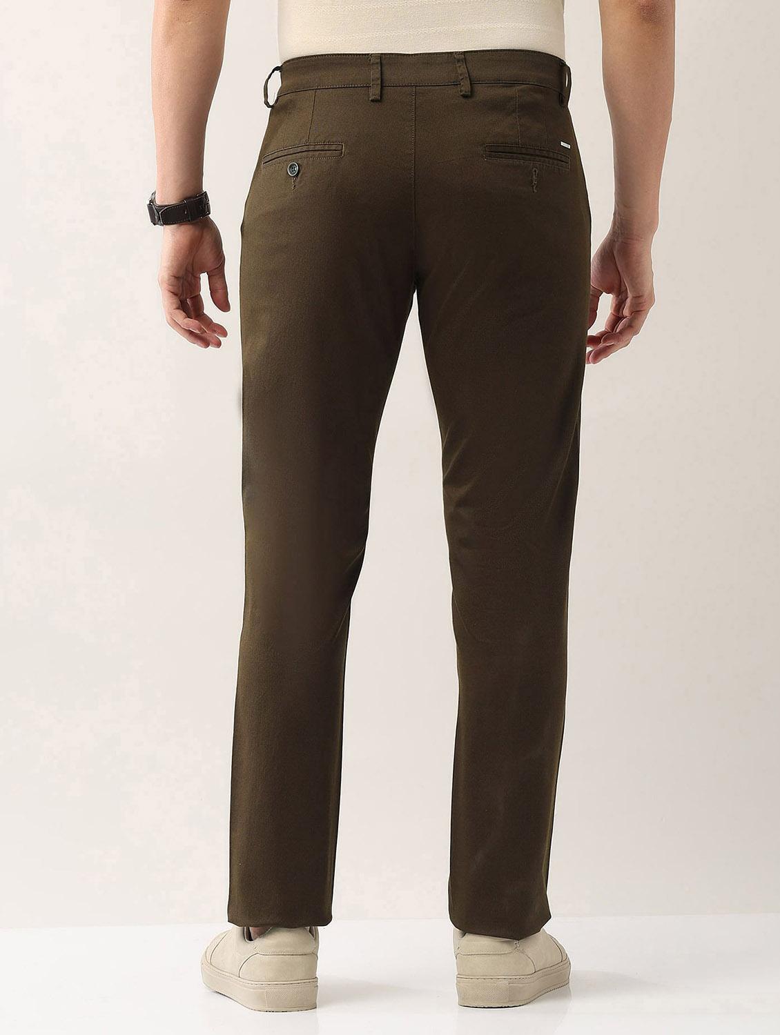 men solid md rise flat front casual chinos - 21943294 - Standard Image - 3