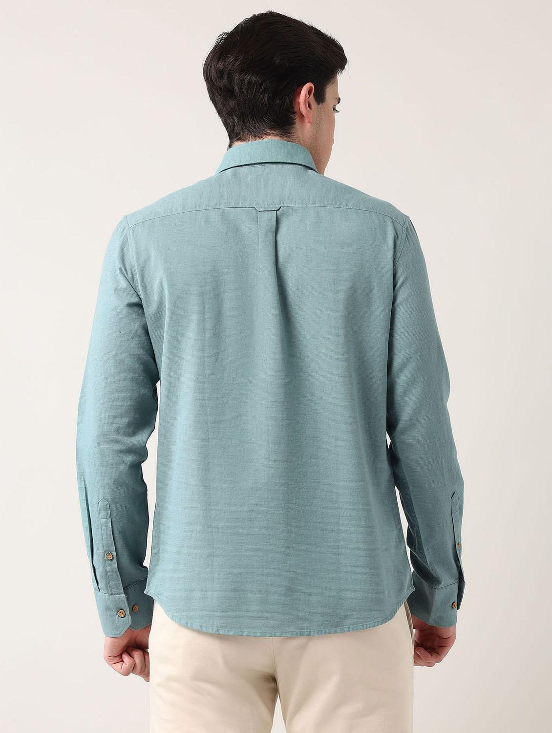 men solid long sleeve regular fit casual shirt - 21943340 - Standard Image - 3